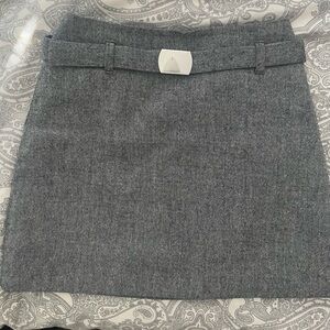 H&M Grey Textured Pencil Skirt with Waist Detail
